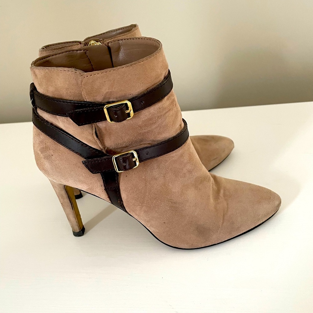 Ann Taylor Anisa Taupe Suede Booties